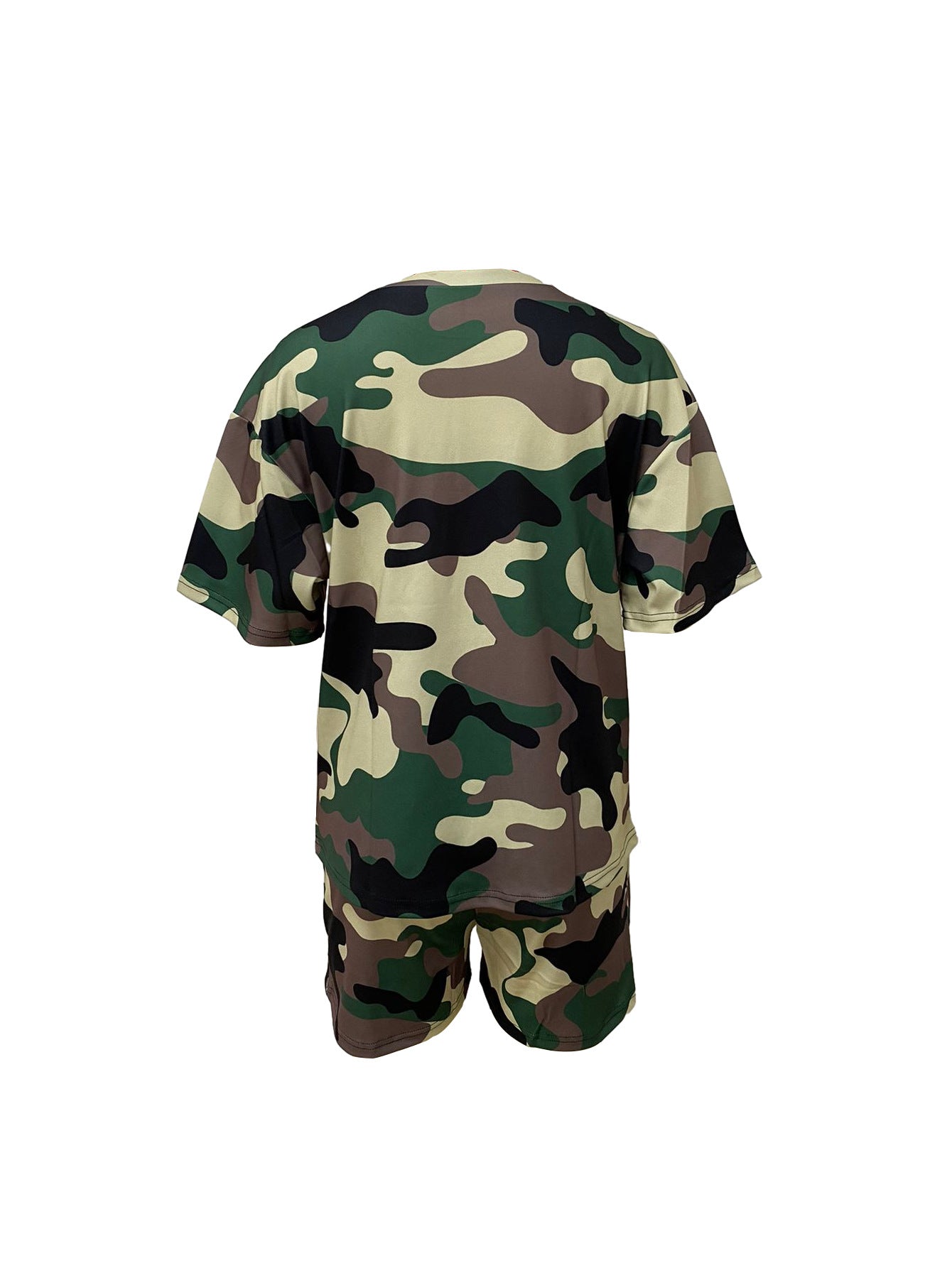 Summer Casual Round Neck Loose Sporty Two Piece Shorts Set 12