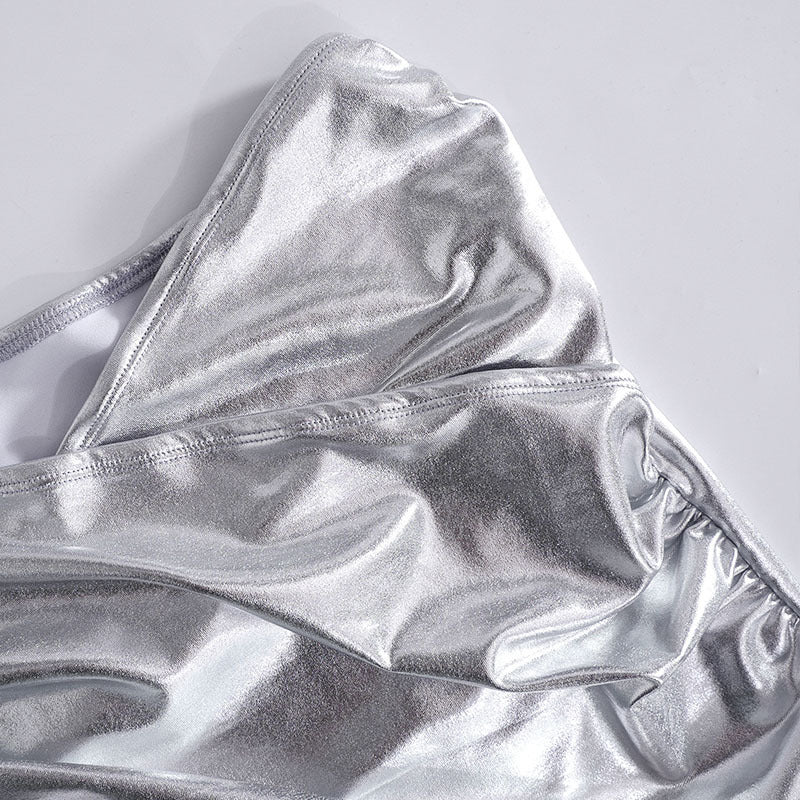 Women's Spring Summer PU Leather Bodycon Slit Casual Ultra Short Skirt 12