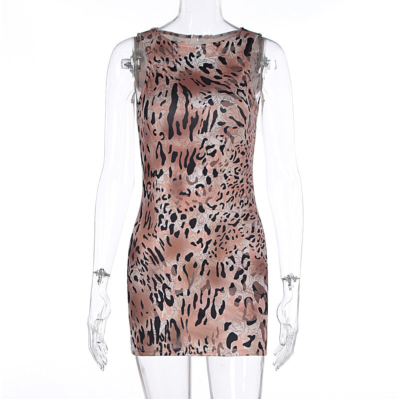Women Summer Sexy Sleeveless Leopard Bodycon Dress 5