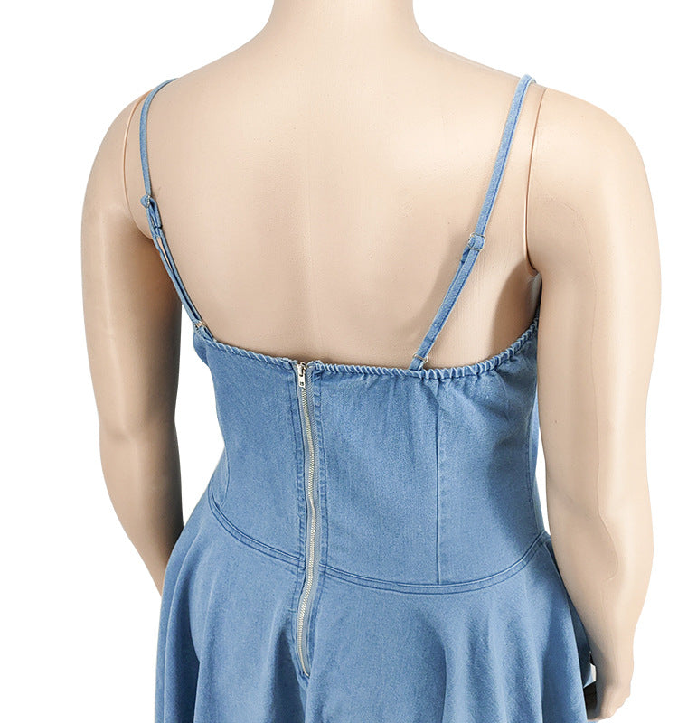 Plus Size Women's Spring Sexy Sleeveless Denim Dress 21