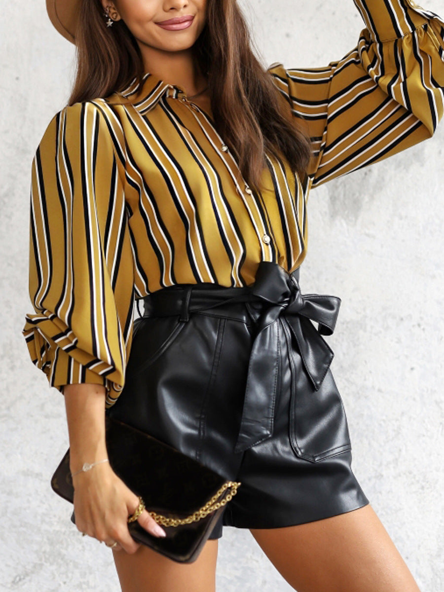 Striped Spring Long Sleeve Loose Cardigan Comfortable Casual Shirt 7