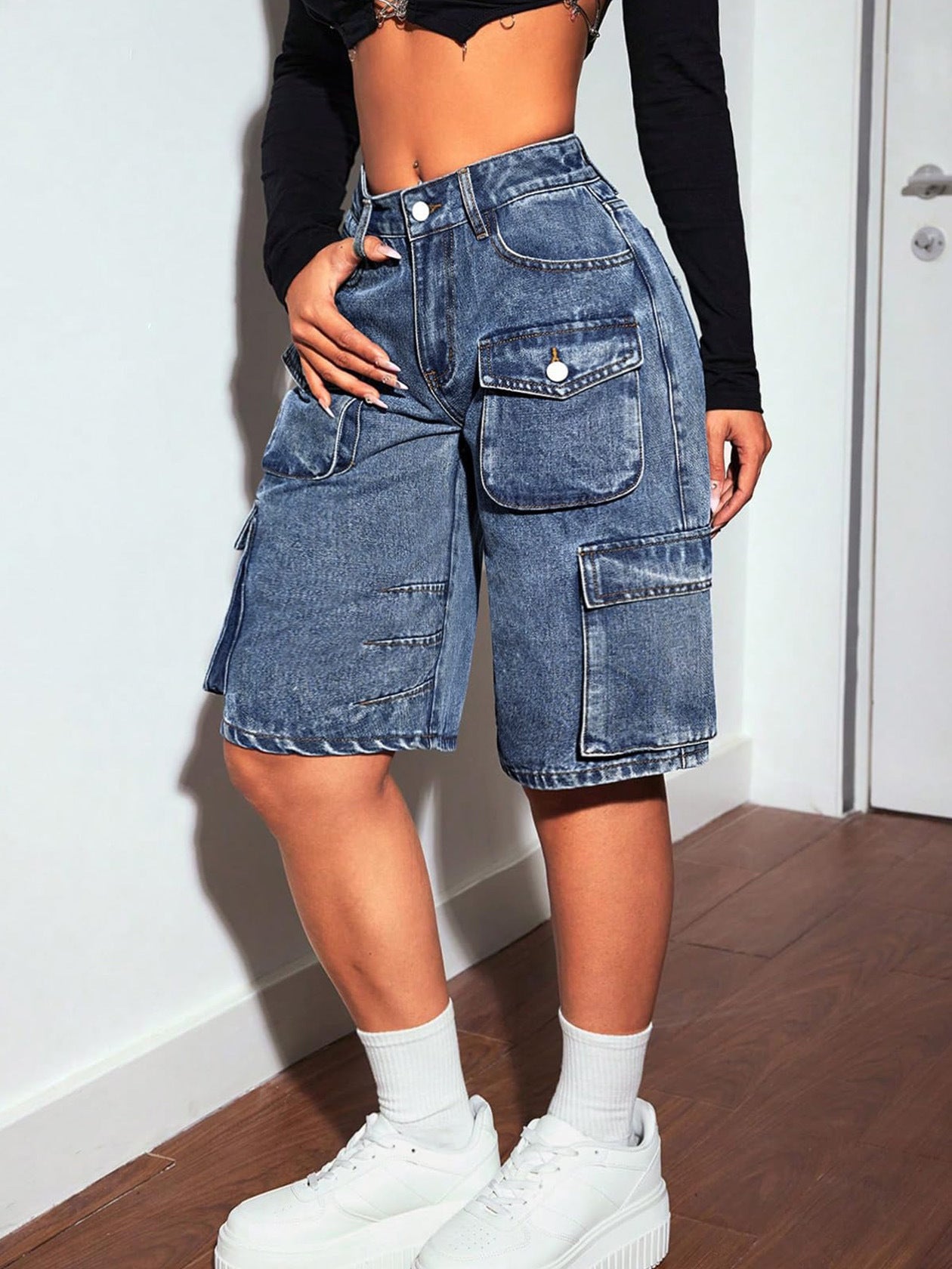 Women Casual pocket Denim Pants 3