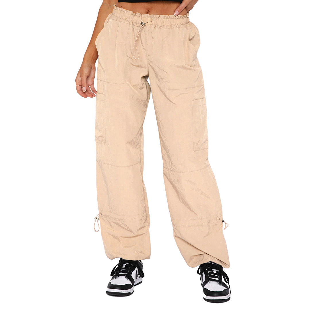 Women's Loose Lace-Up Multi-Pocket Stretch Cargo Casual Pants 3