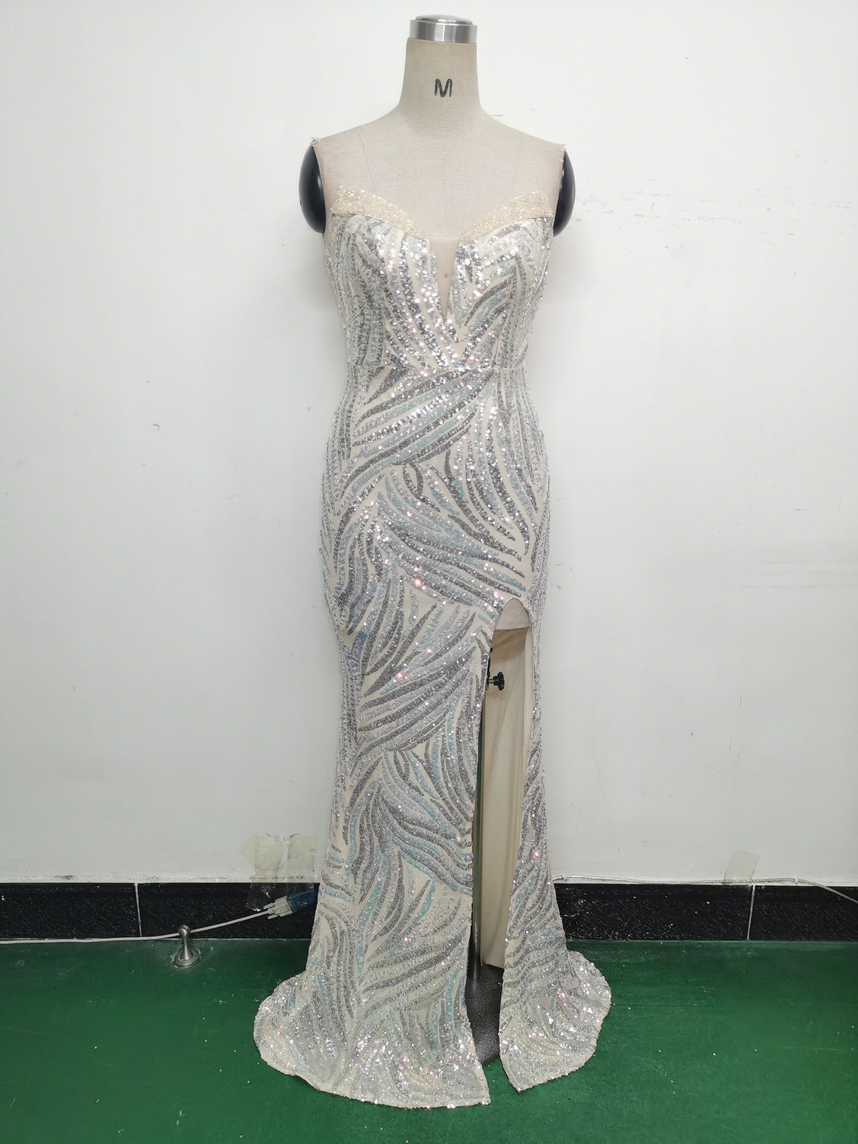 Women Beaded Sequined Wrap Dinner Party Evening Dress 42