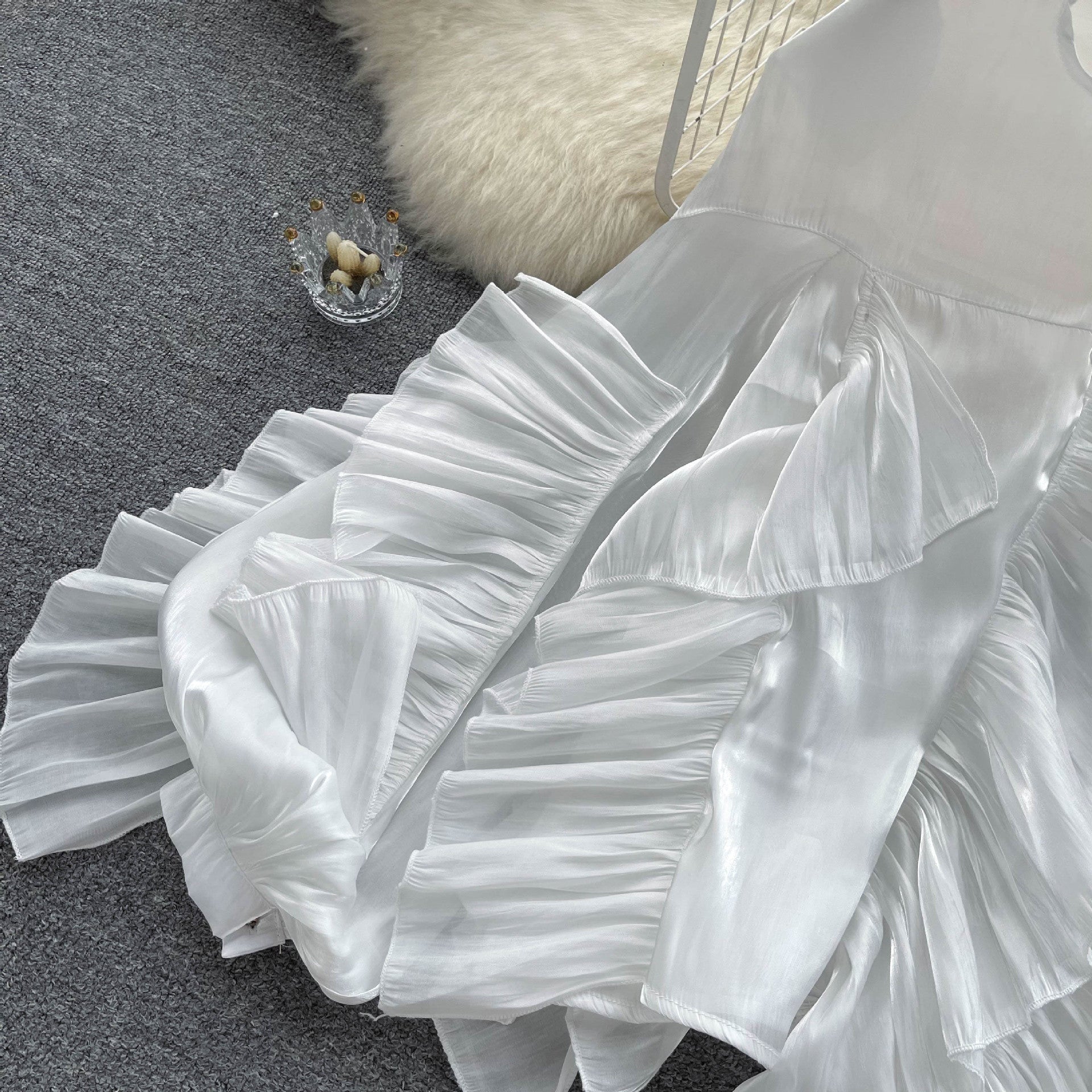 Irregular Ruffled Long-Sleeve Chiffon Blouse Autumn Loose Shirt 13