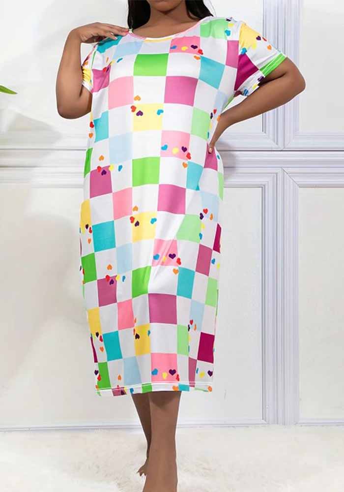 Plus Size Women Loose Casual Print Dress