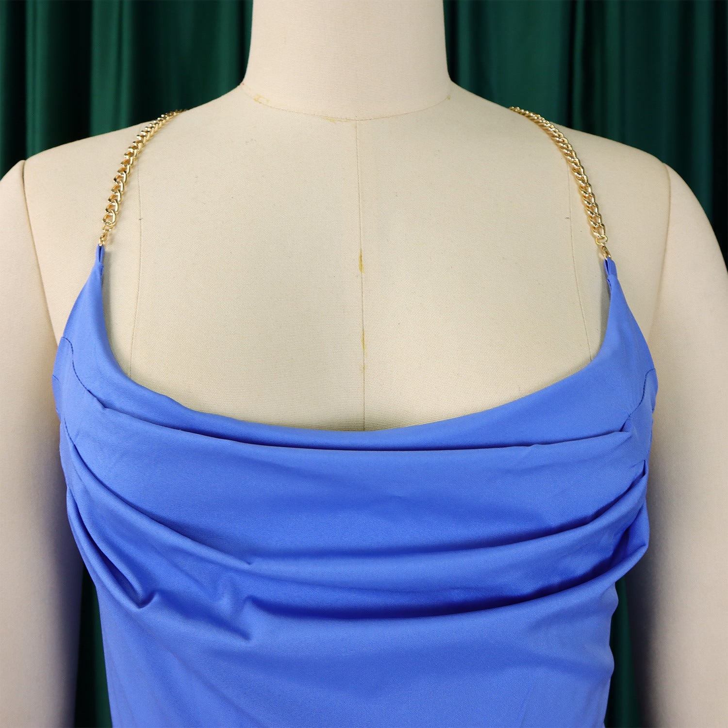 Summer Fashion Sexy Chain Halter Neck Sexy Low Back High Waist Wide Leg Pleated Jumpsuit 33