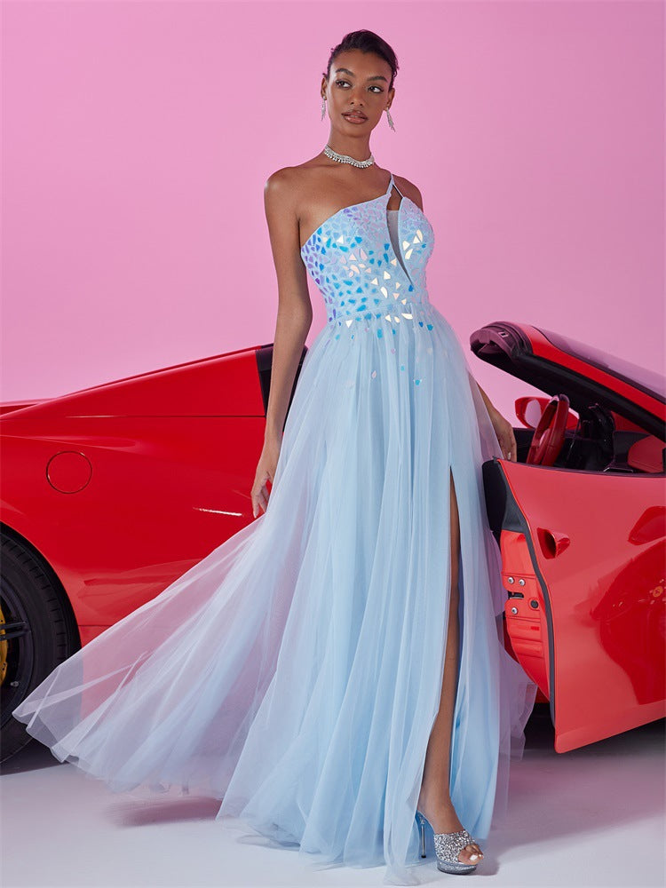 Women's Elegant Ond Shoulder Slim Long Formal Cocktail Evening Dress 7