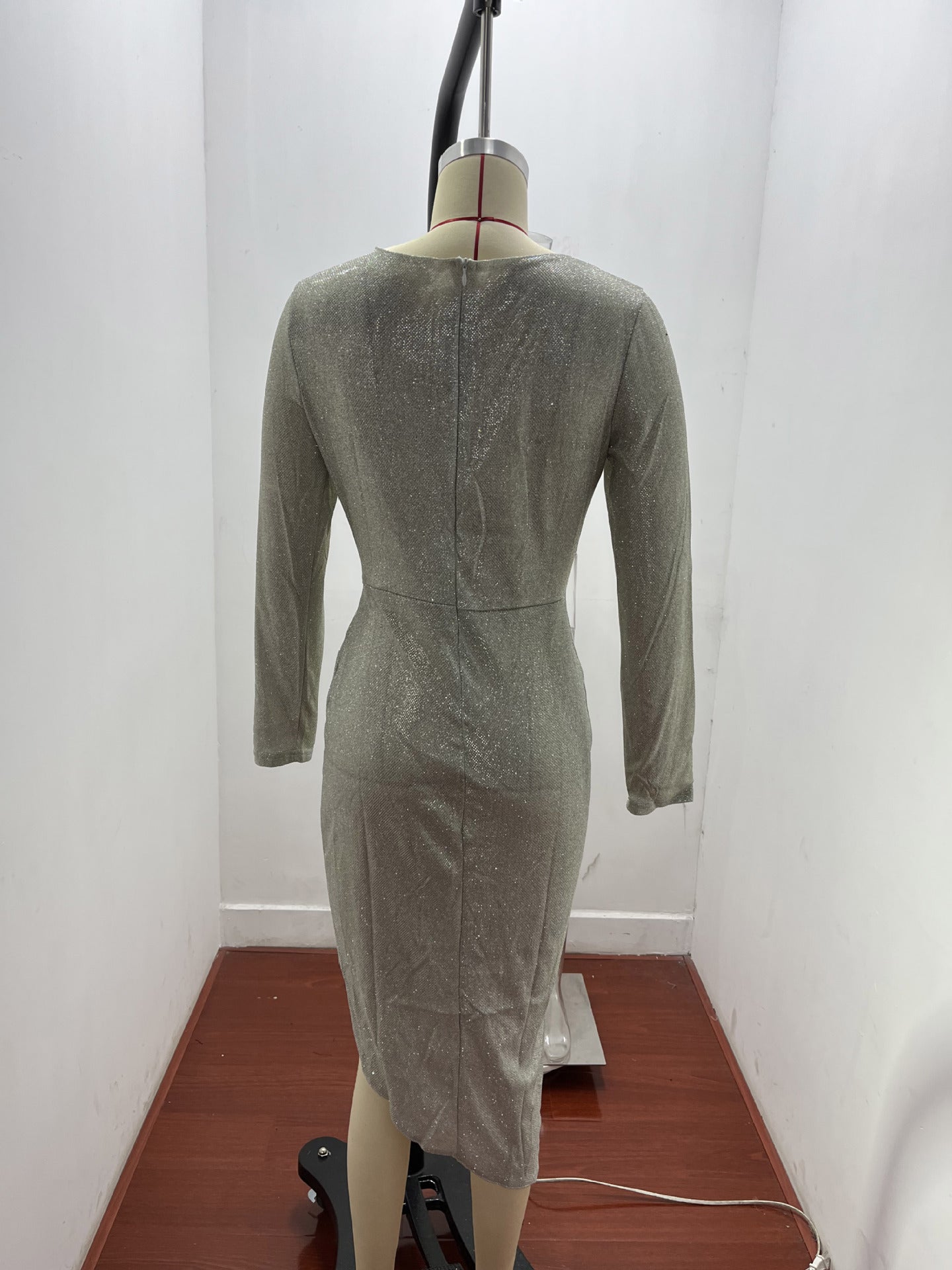 Women Shiny long-sleeved V-neck sparkling evening sexy dress 25