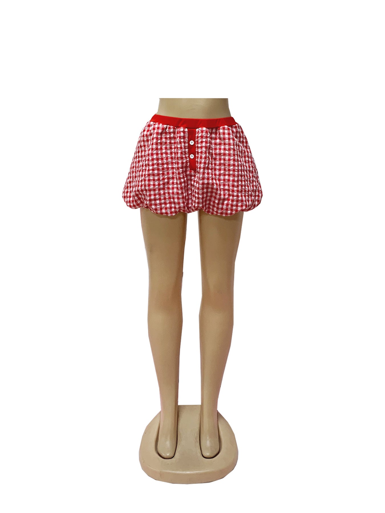 Y2K Puffy Elastic Waist Plaid Bubble Skirt 7