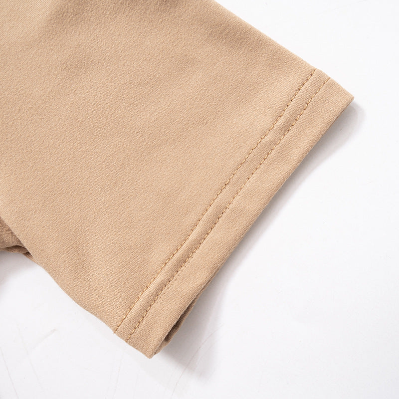 Women's Spring Solid Short Sleeve Crop Two Piece Skirt Set 56