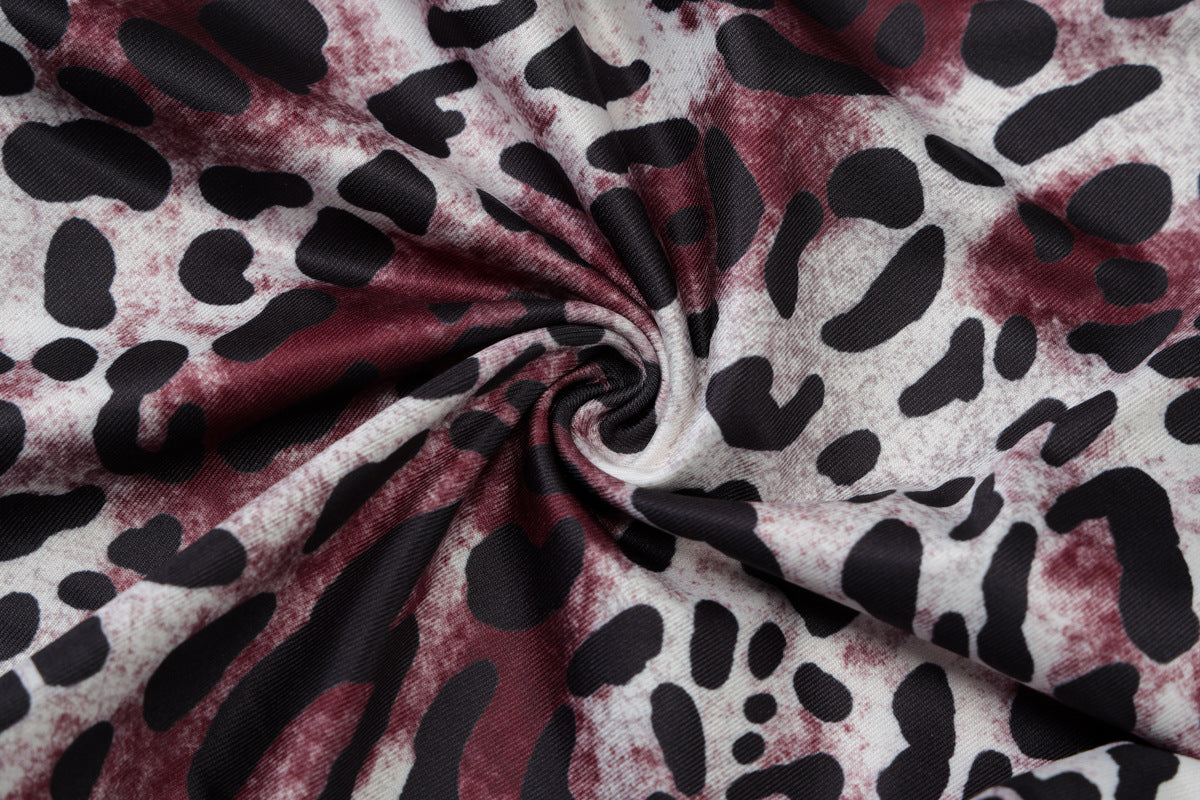 Summer Women’s Leopard Print Halter Neck Sleeveless Vest and Patchwork Bell Bottom Pants Set 20