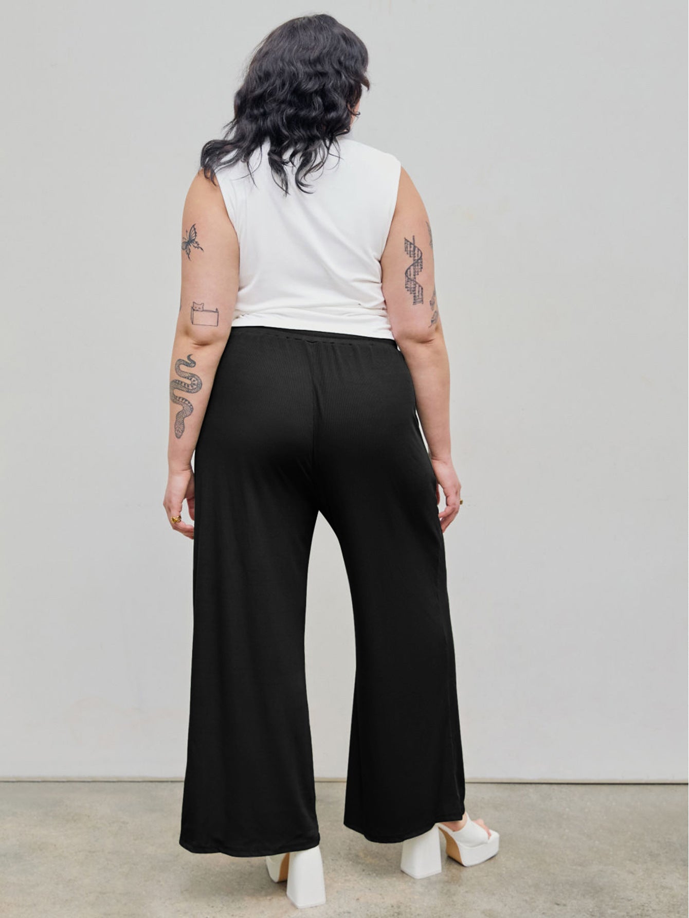 Plus Size Women's Autumn And Winter Elastic Waist Casual Versatile Drawstring High Waist Straight Pants