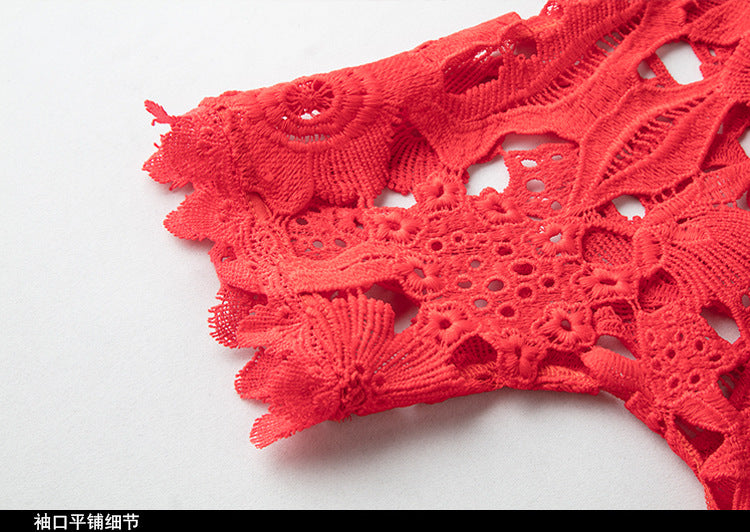 Plus Size Women Loose Hollow Lace Dress 6