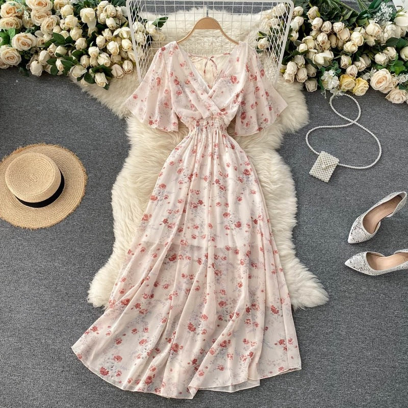 Women Summer Sexy V-Neck Beach Holidays Dress 39