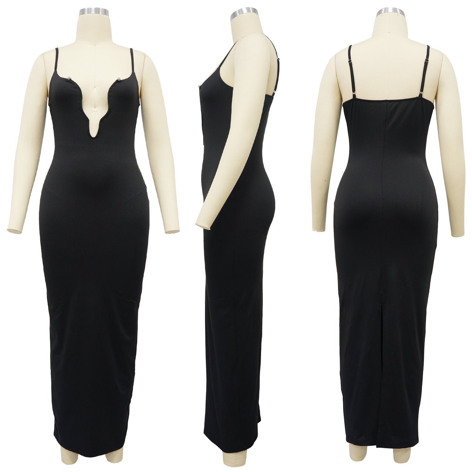 Fashionable Women's Irregular Decoration Strap Long Dress 11