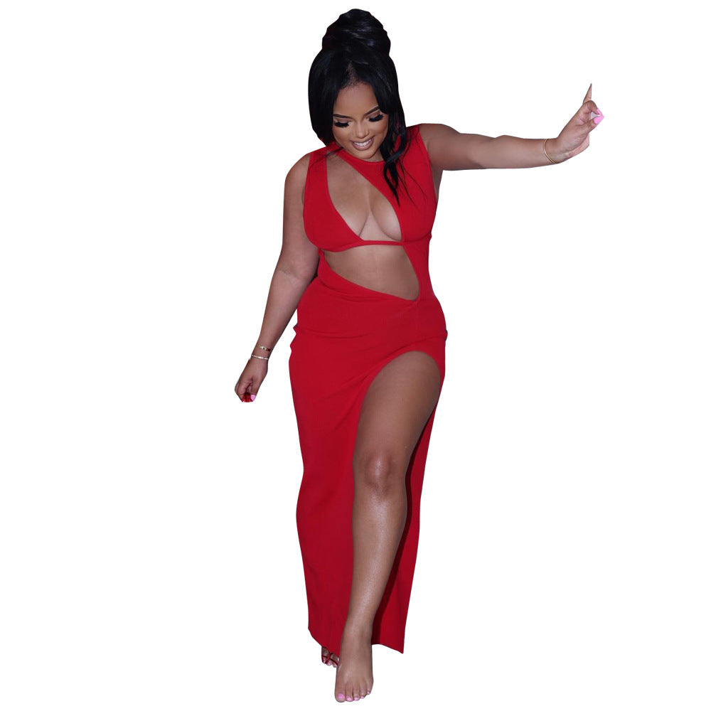 Spring summer women's fashion solid color asymmetrical sexy dress 7