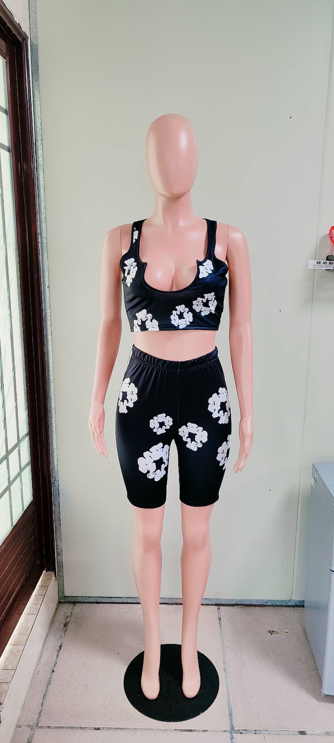 Stylish Casual Trendy Print Vest Shorts Two Piece Set 14