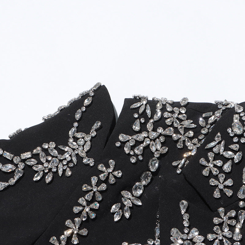 Women rhinestone beaded Open Waist long sleeve Blazer 8