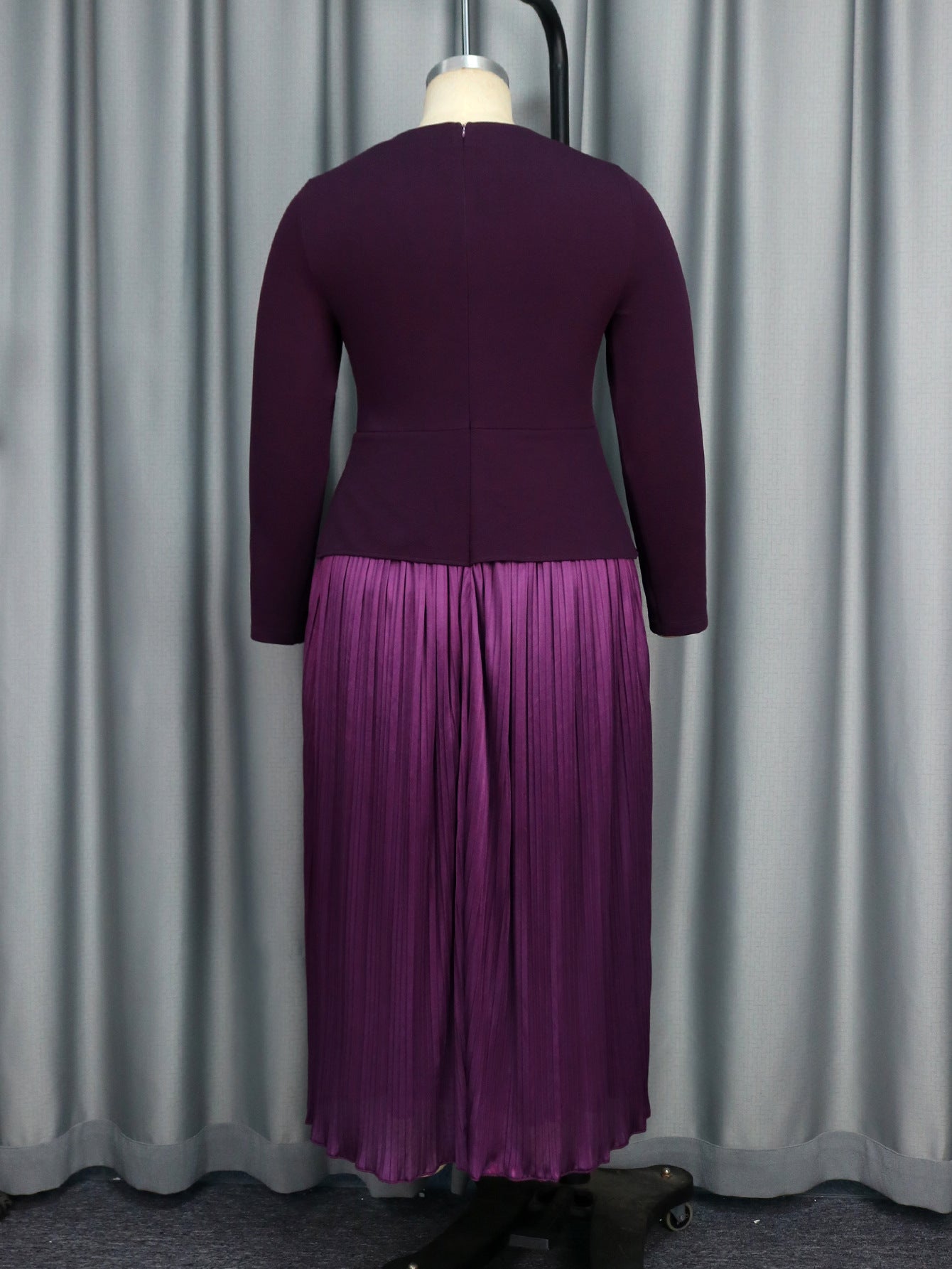 Women Elegant purple pleated Formal Party Pleated Dress 4