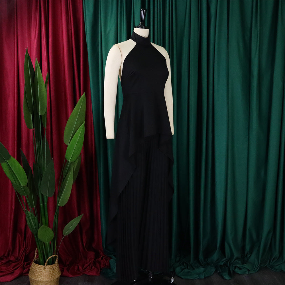 Women Sleeveless Irregular Top and Wide-leg Pants Two-Piece Set 41