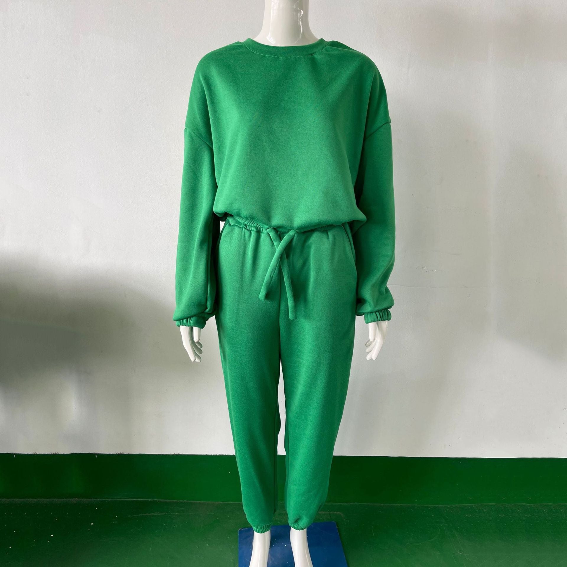 Women Casual Solid Hoodies and Pants Two-piece Set 14