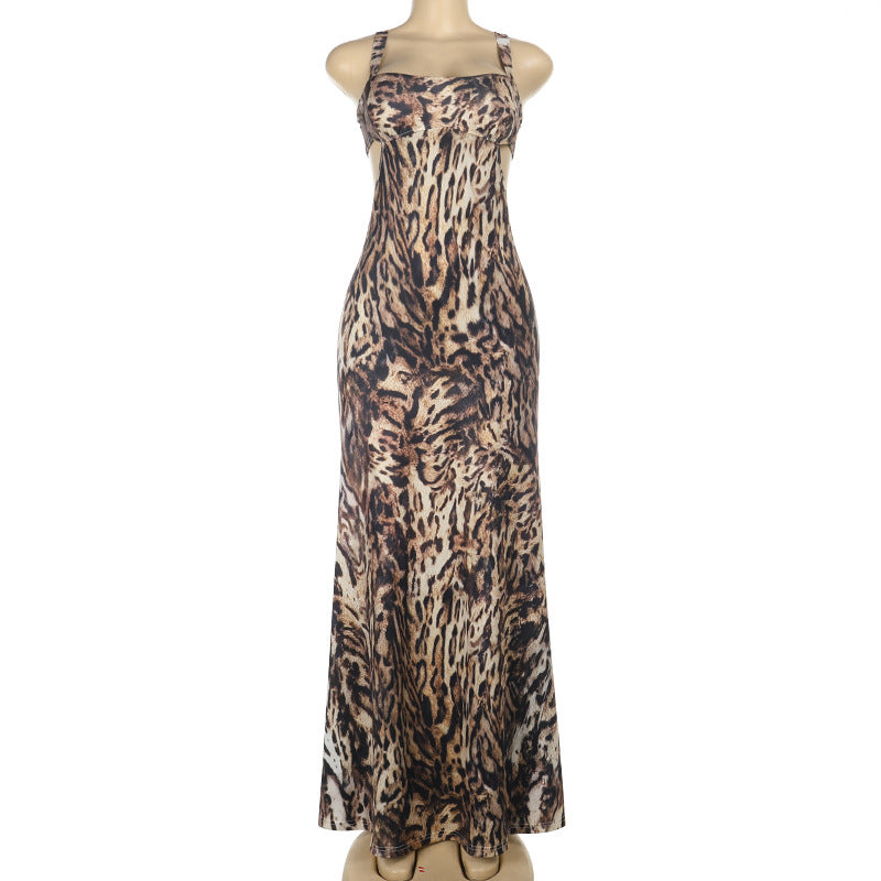 Women Leopard Print Summer Holiday Strap Dress 6
