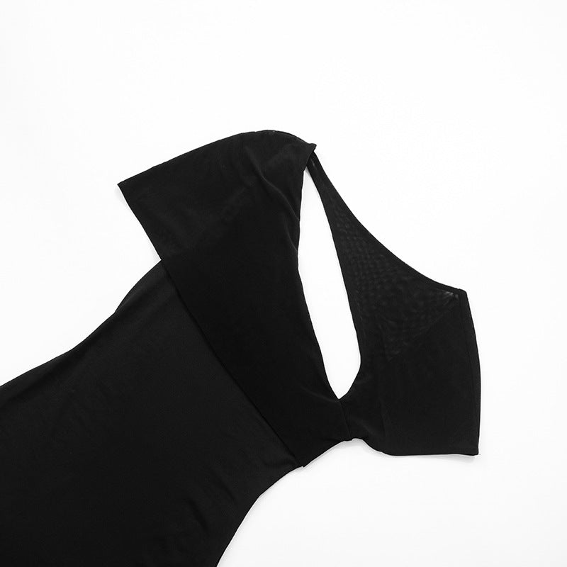 Women's spring and summer Off Shoulder irregular hollow Patchwork Bodycon Dress 20