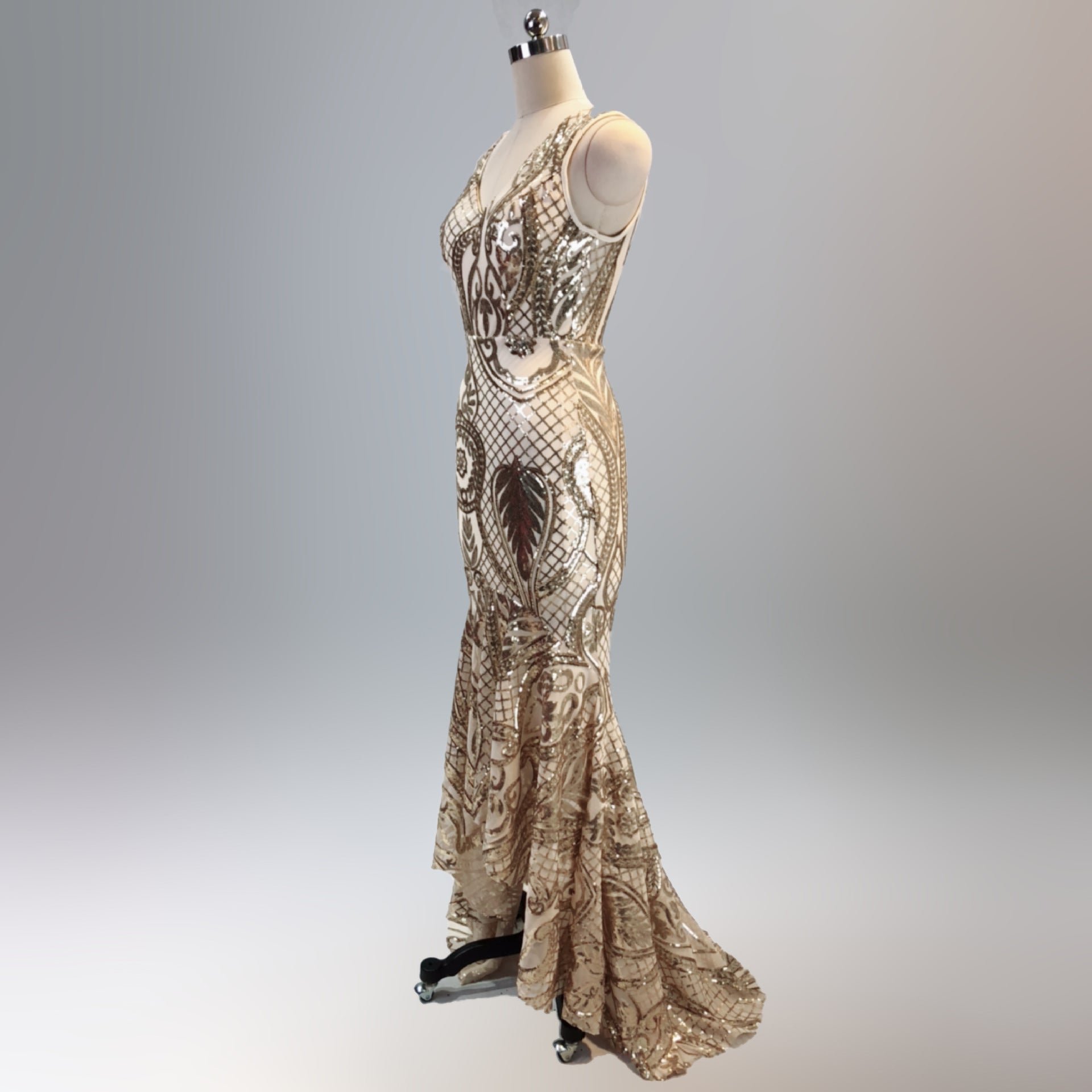 Evening dress female v-neck sexy sequins mermaid party dress dinner dress 16