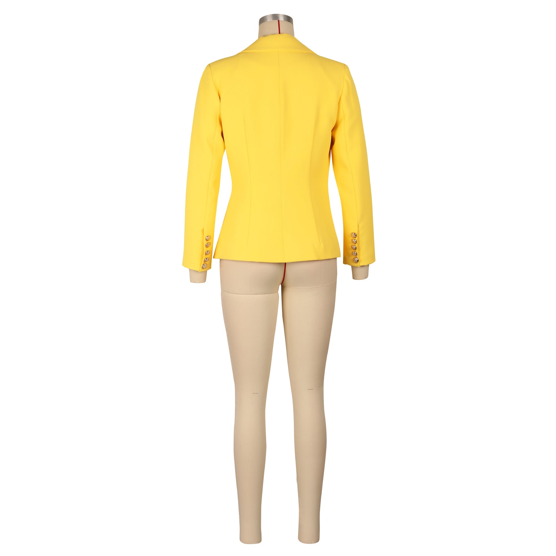 Women's Autumn Winter Solid Color Long Sleeve Pockets Blazer Jacket 22