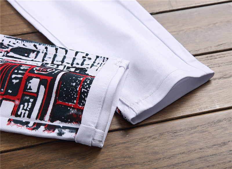 Men's Stretch Casual Printed Straight Denim Pants 19