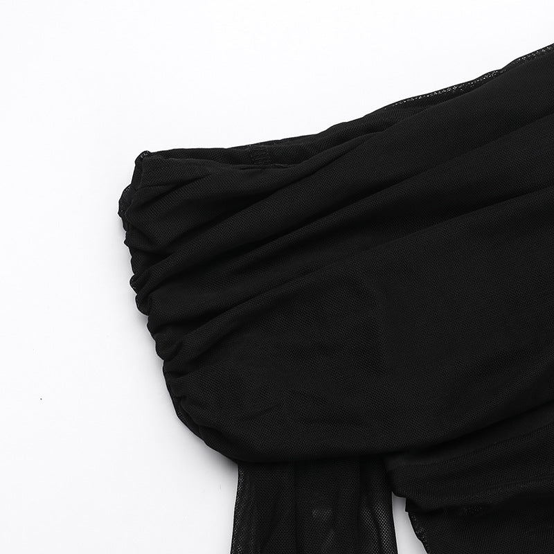 Women Summer Sexy Off Shoulder Mesh Hollow Dress 11