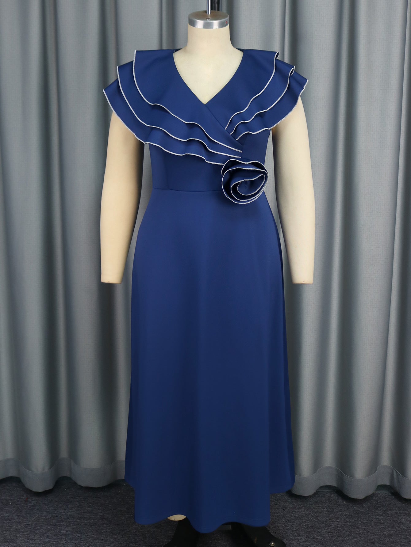 Summer Retro Ruffle Long A-Line Plus Size Party Dress 5