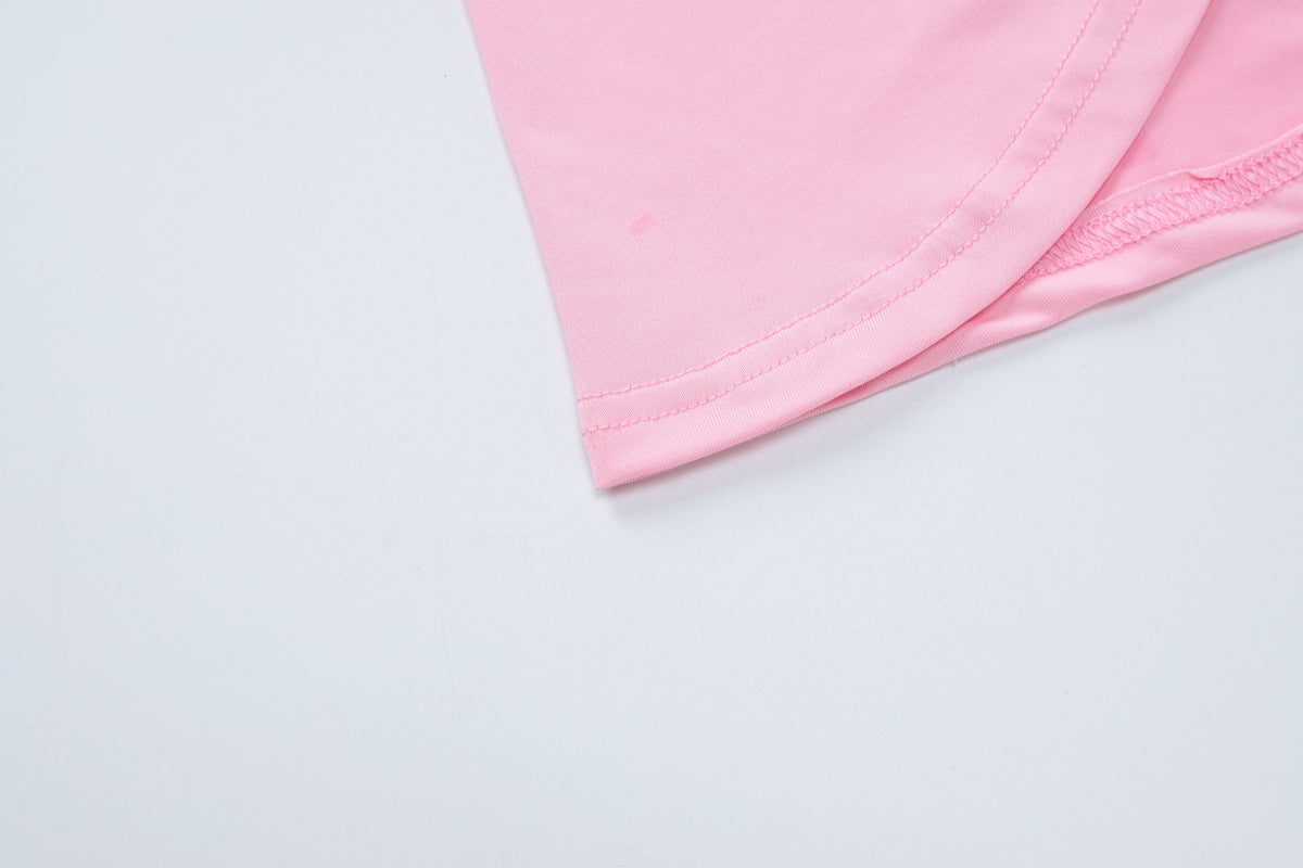 Women's Summer Fashion Sexy Strapless Slim Flower Pleated Split Tie Two Piece Skirt Set 11