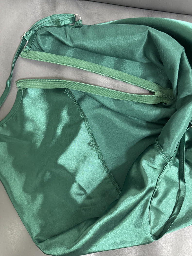 Women Pleated Sleeveless Satin Dress 12