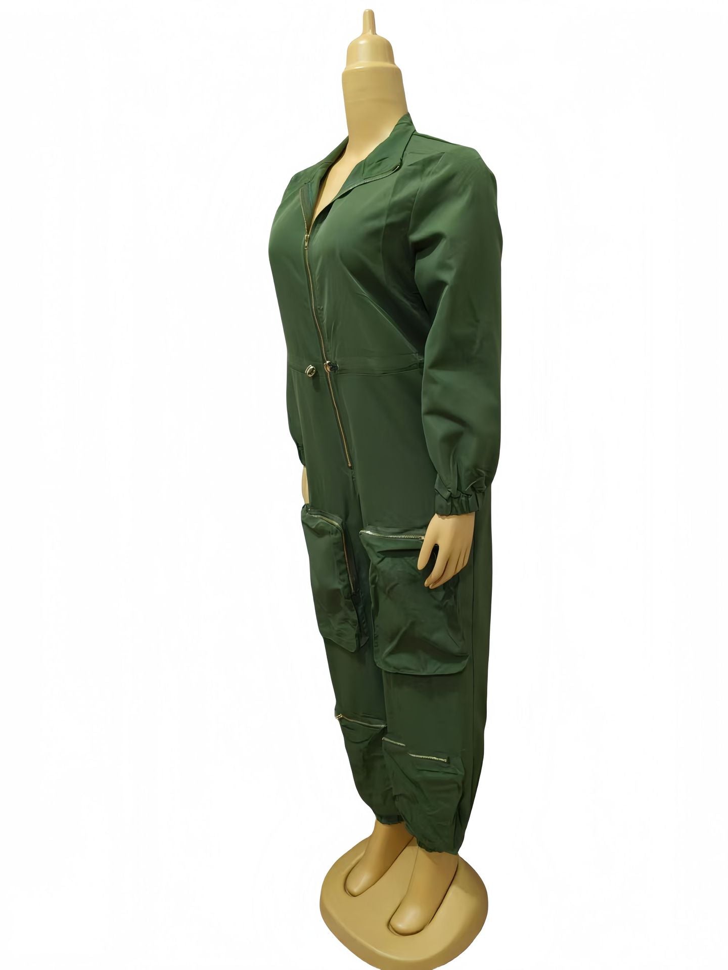 Plus Size Women Fashion Solid Pocket Sexy Jumpsuit 13