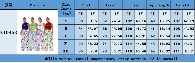 Women's Fashion Sleeveless Round Neck Cropped Top Printed Wide Leg Pants Two-Piece Set 13