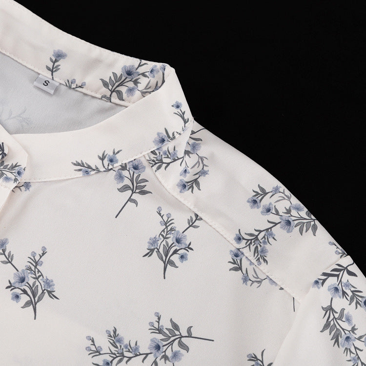 Puff Sleeve Ruffled Puff Shirt Printed Shorts Two Piece Set 10