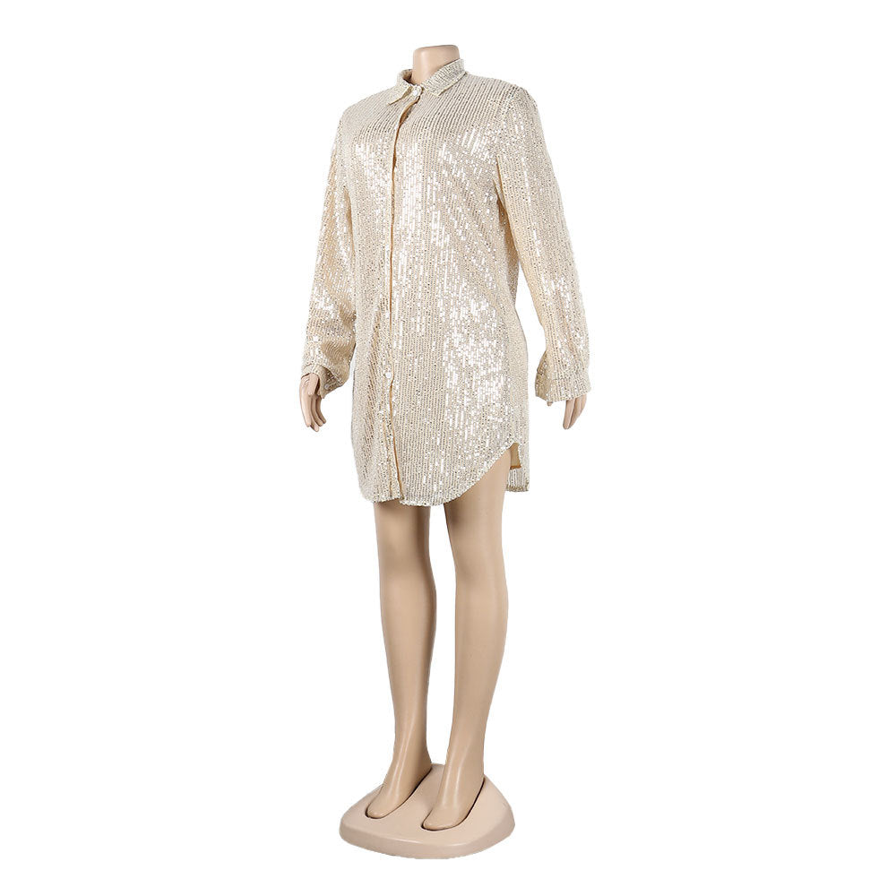 Sexy sequin shirt dress 16
