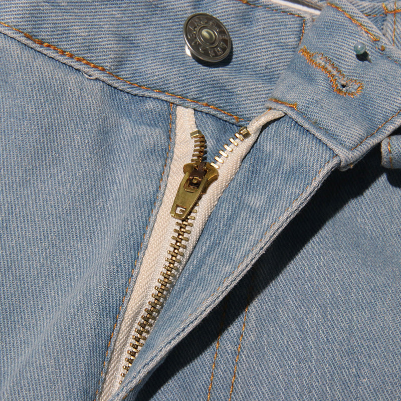 Women Street Denim Washed Cargo Wide-Leg Pants 13