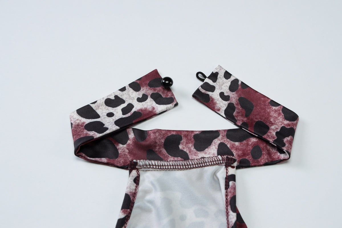 Summer Women’s Leopard Print Halter Neck Sleeveless Vest and Patchwork Bell Bottom Pants Set 19