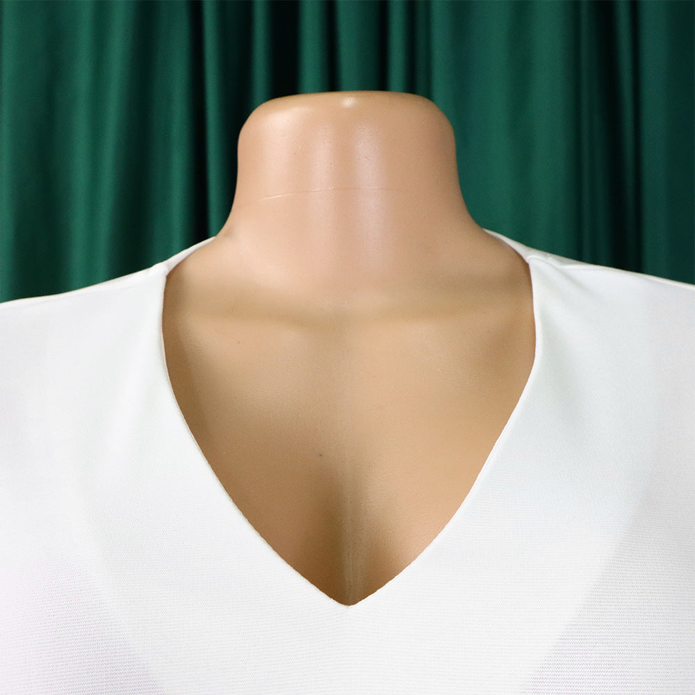 African Women v-neck puff sleeve slit dress 16