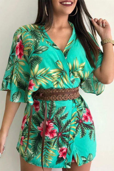 Plant Print Two-Piece Shorts Set 11