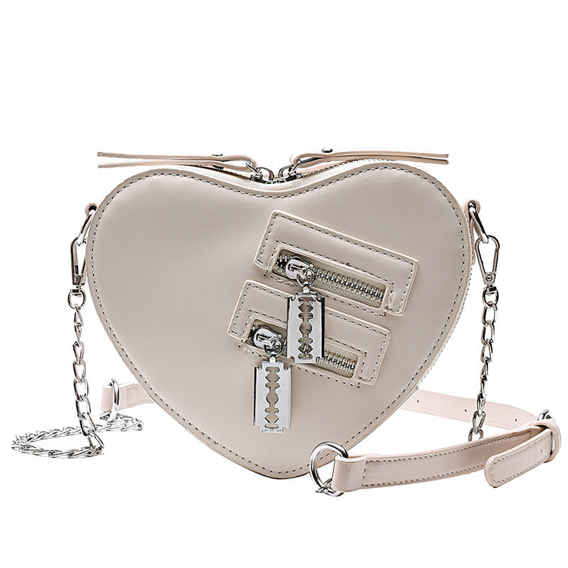 Women Style Heart Print Chain Pu Small Shoulder Bag Heart Print Bag 11