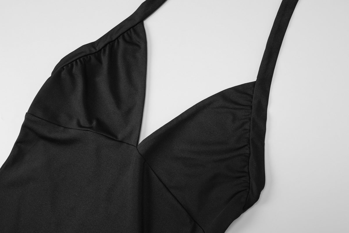 Women Spring Summer Sexy V Neck Halter Neck Lace-Up Backless Bodycon Dress 12