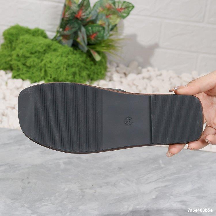 Summer Plus Size women's fashionable leather flip flops outdoor wear flat slippers 12