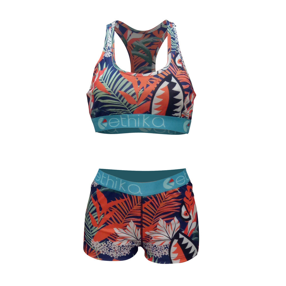 Women's Style Slim Fit Shorts Printed Two-Piece Set 11