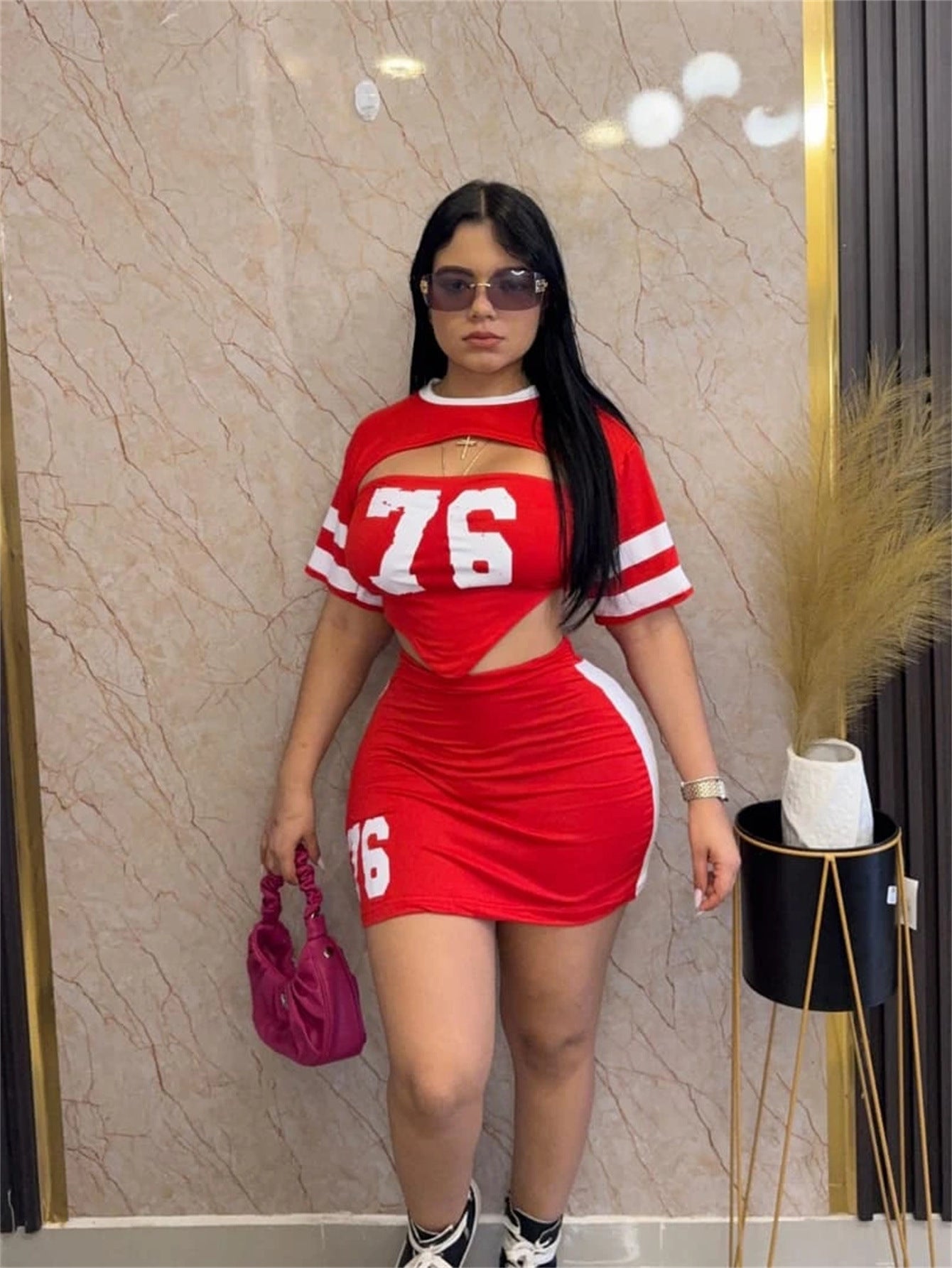 Spring Summer style women's clothing print Cape Strapless Crop top Bodycon short skirt set