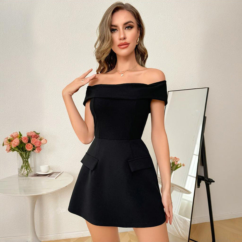 Summer Off Shoulder Slim Waist Chic Short Dress 5