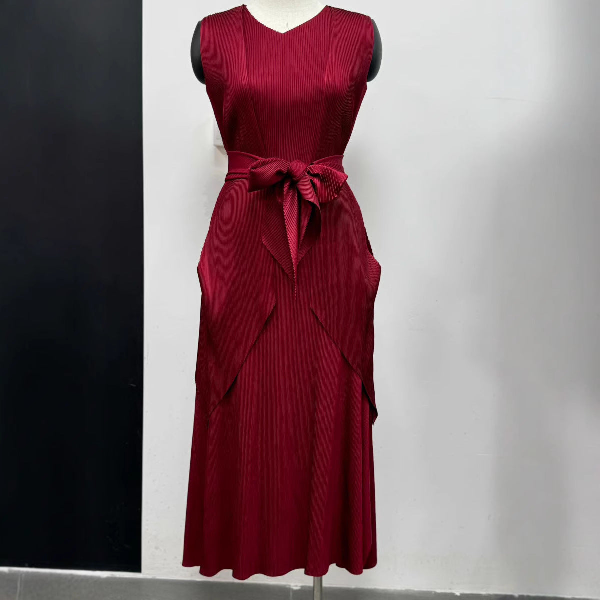 African Solid Color Chic Sleeveless Irregular Pleated Plus Size Dress Women's Clothing 5